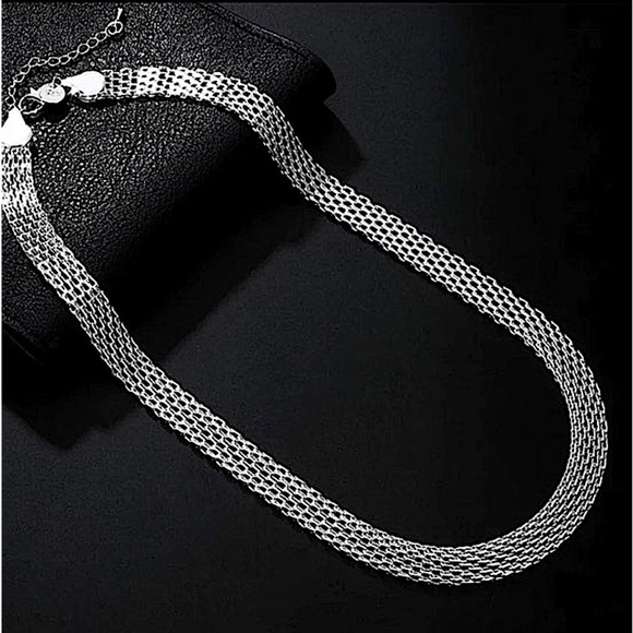 Sterling Silver Mesh Lattice 10mm Trendy Necklace Bracelet Set - Picture 2 of 6